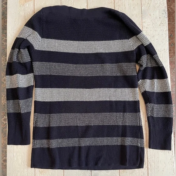 Market & Spruce 3/4 Sleeve Sweater (Navy/White) XSP - Picture 3 of 5